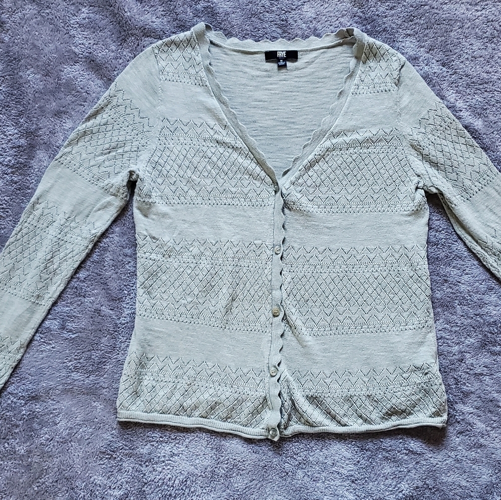 Frye and Co. Womens V Neck Long Sleeve Knit Button Cardigan Size M - Picture 3 of 9